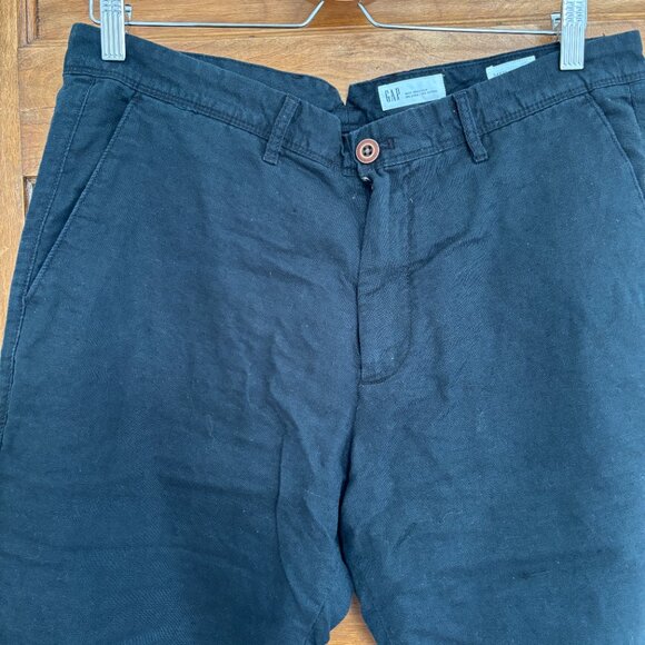 Gap Linen Cotton Slim Leg Pants in Navy Blue 80- 34 x 32 - Picture 3 of 4